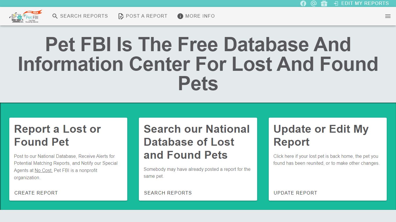 Pet FBI is The Free Database and Information Center For Lost and Found ...